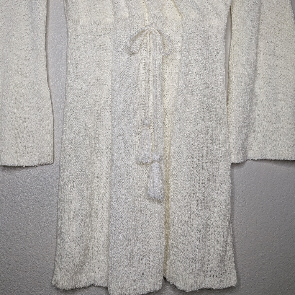 L Space Womens White Topanga Sheer Knit Coastal Resort Beach Wrap Mini Dress L - Picture 3 of 7
